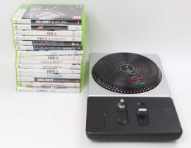 A collection of X-box 360 video games and accessories to include Sole Calibre 3, Call of Duty