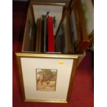 A box of assorted pictures, prints, frames etc