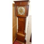 A circa 1800 provincial oak long case clock, the silvered dial signed Thomas Steight, twin winding