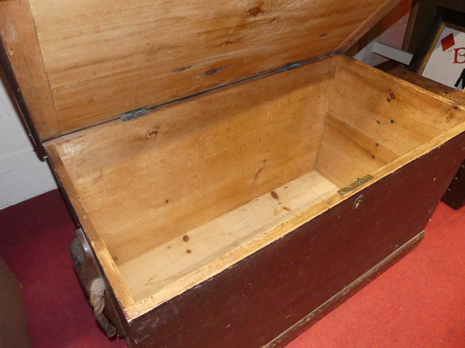 A Victorian stained pine blanket box, w.93cm - Image 4 of 4