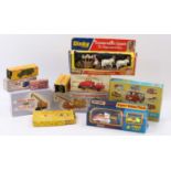 One box of boxed & playworn Dinky, Corgi, and Matchbox diecast vehicles to include a Corgi GS24