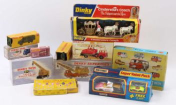 One box of boxed & playworn Dinky, Corgi, and Matchbox diecast vehicles to include a Corgi GS24
