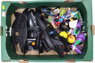 One tray containing a quantity of various modern release plastic action figures to include DC Bat