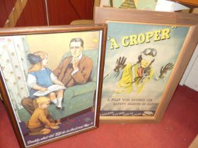 Two reproduction wartime propaganda posters, each being framed