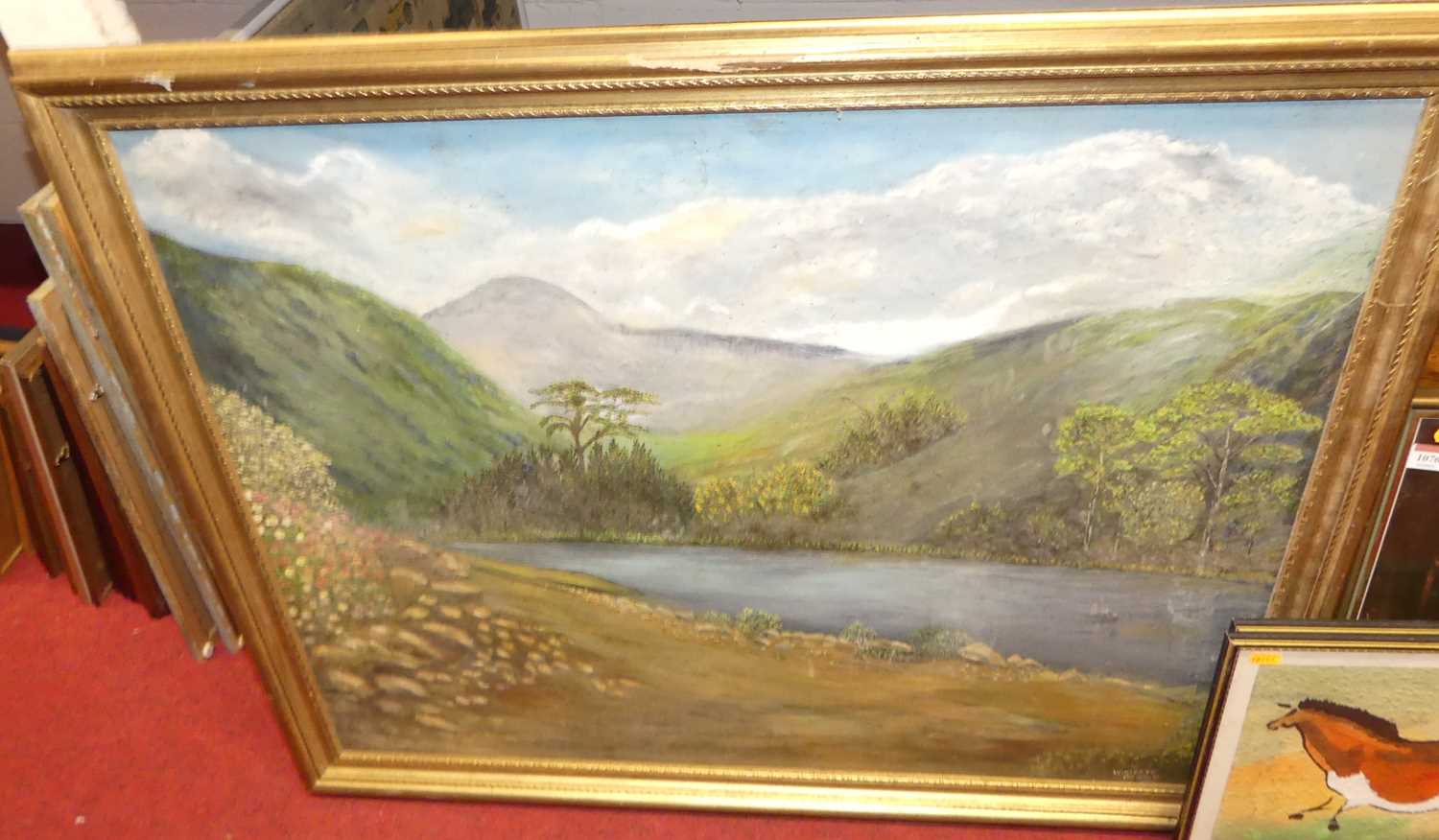 Assorted pictures and prints to include landscape oil - Image 2 of 4