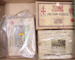 A collection of railway interest puzzles and stamp albums, to include Swansea Docks by Chad Valley