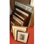 Assorted pictures and prints to include portrait and topographical engravings