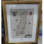 Isle of Man (Mona), hand-coloured engraved map, 38 x 27.5cm
