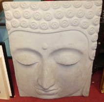 A contemporary moulded composition portrait mask of an Eastern deity, 113 x 85cm