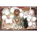 A box of miscellaneous items, to include a Royal Albert part tea service in the Old Country Roses