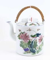 A Chinese polychrome porcelain teapot, h.22cm