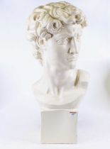 A pottery bust of David, h.60cm