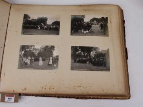 A leather bound folio 'The St Edmundsbury Pageanyt 1907', containing various real photographs and