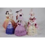 A collection of nine Coalport porcelain figures of ladies, to include Loretta and Chelsea, largest