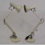 A pair of 20th century cream painted metal anglepoise desk lamps