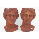 A pair of composite head and shoulder busts, h.45cm