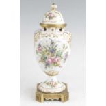 A French porcelain and gilt metal pot purri, probably Sevres, 19th century, enamel decorated with