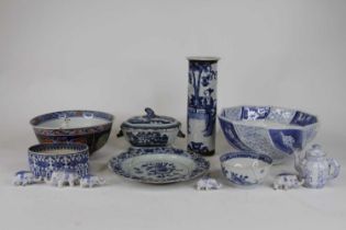 A collection of 18th century and later Chinese ceramics, to include a blue and crackle glaze