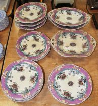 A Victorian floral decorated dessert service Heavily crazed and stained throughout. A few chips