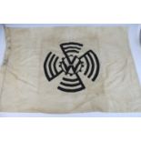 A doubled sided flag for Volkswagen Motors, of cotton construction with central VW Windmill logo and