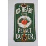 An enamel on metal sign for Ox-heart Peanut Butter, 20 x 10cm