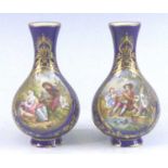 A pair of Sevres porcelain vases, 19th century, each decorated with children in 18th century dress