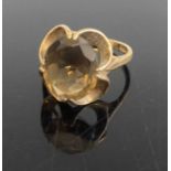 A modern 9ct gold and smoky quartz set dress ring, 3.3g, size M