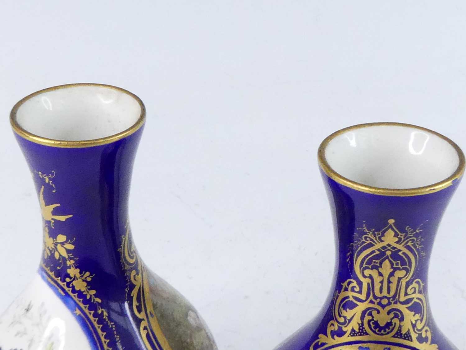 A pair of Sevres porcelain vases, 19th century, each decorated with children in 18th century dress - Image 9 of 9