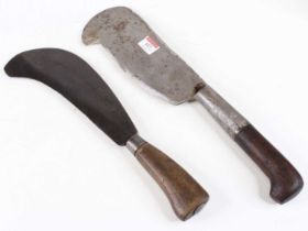 Two vintage bill hooks, the largest 44cm