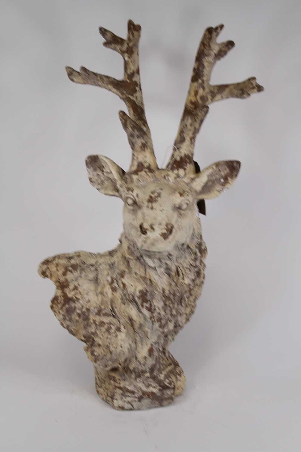 A painted terracotta bust of a stag, h.78cm This is brand new and artificially aged
