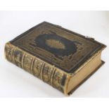 A Victorian family Bible, bound in gilt-tooled black leather