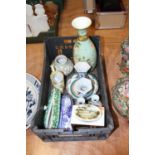 A small collection of miscellaneous items to include blue and white transfer decorated soap dish,