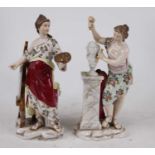 A German porcelain figure of a lady standing beside an easel and holding a palette; together with