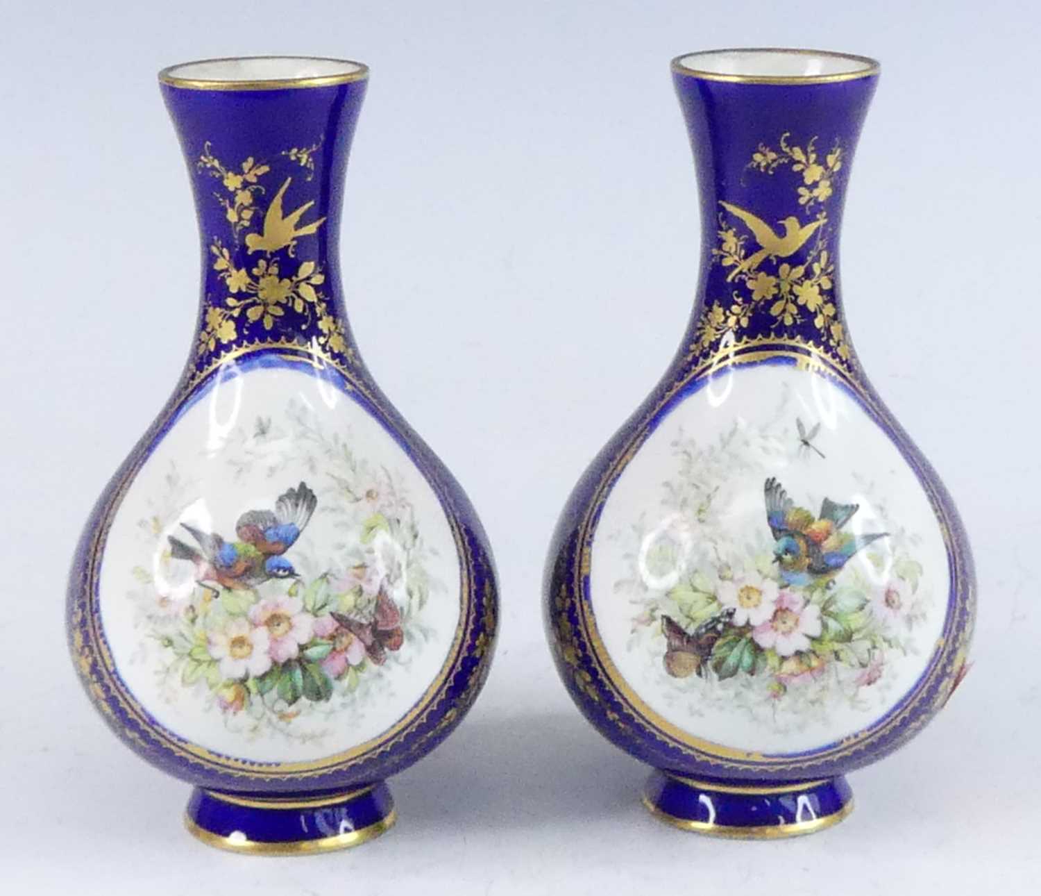A pair of Sevres porcelain vases, 19th century, each decorated with children in 18th century dress - Image 4 of 9