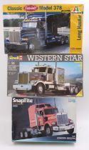 A collection of three various boxed 1/24 and 1/25 scale road haulage plastic kits to include an