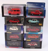 One tray containing ten various 1/43 scale diecast vehicles to include Minichamps, Corgi Platinum