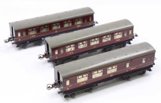 Three 1937-41 No.2 Corridor coaches LMS. One br/3rd & two 1st/3rd. Silvering is starting ‘to go’