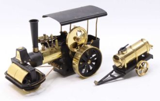 Wilesco, D366 Old Smoky steam roller in brass and black enamel finish, the model is dusty from being