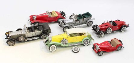 One tray containing six various 1/24 sale Franklin Mint diecast vehicles, some examples a/f to
