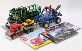 A collection of Lego and Lego Technic built models to include a Lego Technic No. 8479 bar code multi