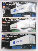 A collection of four various Imai Kagaku 1/20 scale 40 ft trailer plastic kits to include 2x Hapag-