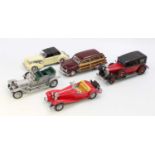 One tray containing five various loose Franklin and Danbury Mint diecast vehicles, mixed examples to