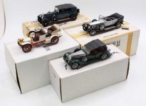 A collection of four various boxed Franklin Mint 1/24 scale diecast vehicles to include a 1938 Alvis