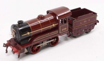 1931-7 EO20 Hornby 0-4-0 20v AC electric loco, LMS 500, gloss red, without cylinders, wheels