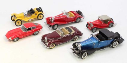 One tray containing 6 various loose Franklin Mint and Danbury Mint diecast vehicles to include a