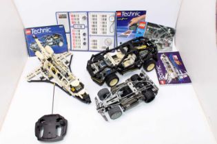 A Lego Technic and Lego Racers built set group to include a Lego Technic 8880 Supercar, together