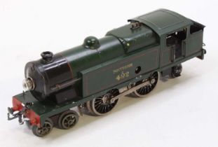 Hornby No.2 Special tank loco, clockwork, 4-4-2, totally repainted dark green with single red lining