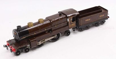 Hornby No.3C Riviera Blue Train 4-4-2 loco & tender, clockwork, without deflectors. Total repaint