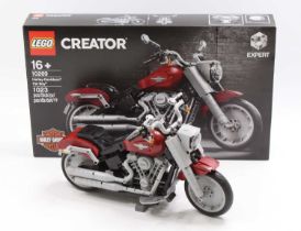 Lego Creator No. 10269 Harley Davidson 'Fat Boy' Motorcycle, a built examples with the