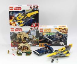 Lego Star Wars boxed group of 6 comprising No. 75281 Anakin's Jedi Interceptor, No. 75248 Resistance